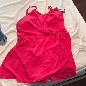 Vibrant Pink Lands’ End Swim Dress Swimsuit